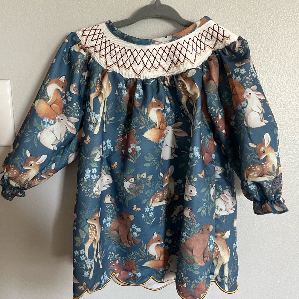 Smocked Forrest animals dress